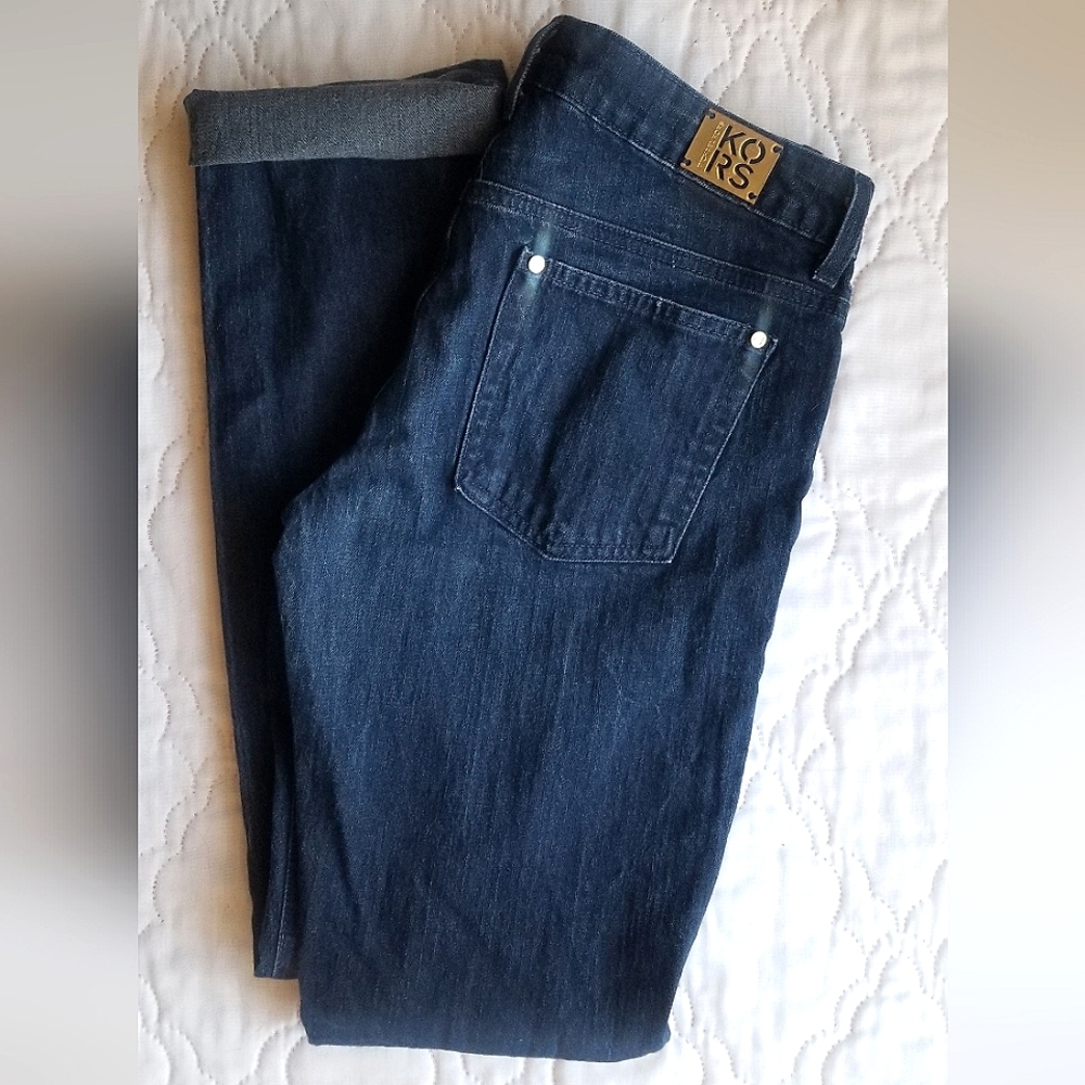 KORS by Michael Kors Dark Indigo Midrise Straight Leg Jeans